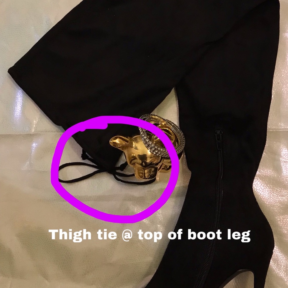 Women’s black thigh high stilettos - Picture 4 of 5